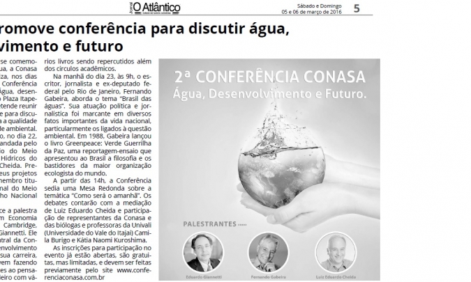 Conasa promove conferência para discutir água, desenvolvimento e futuro