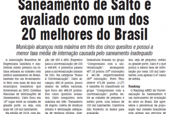 Saneamento de Salto é avaliado como um dos 20 melhores do Brasil 