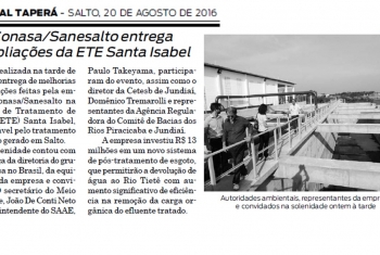 Conasa/Sanesalto entrega ampliações da ETE Santa Isabel 